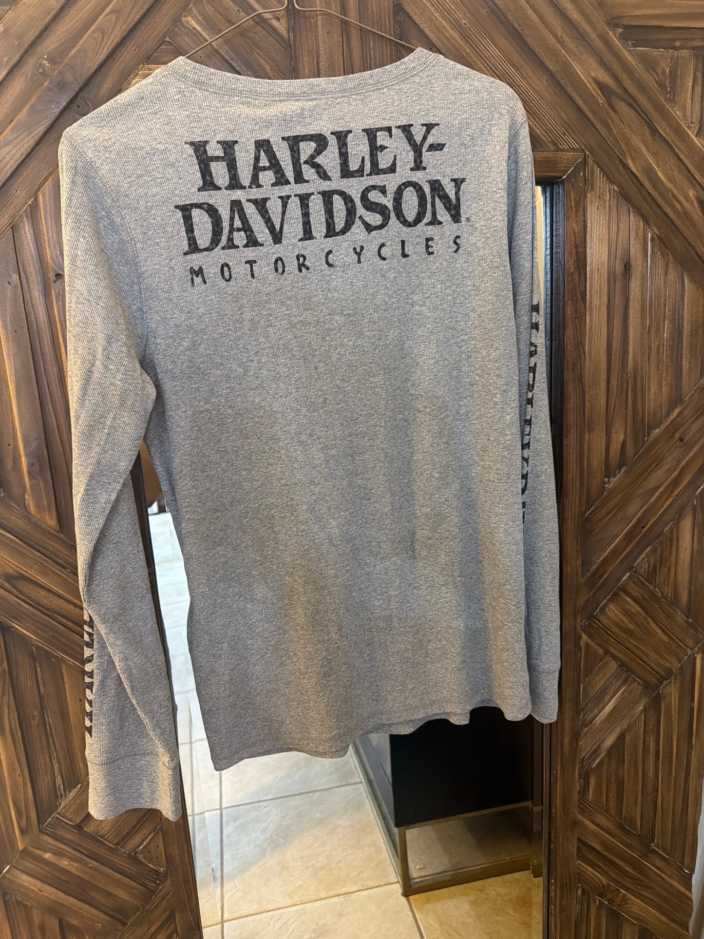 Harley-Davidson Women's Skull Snap Front Long Sleeve Henley Shirt