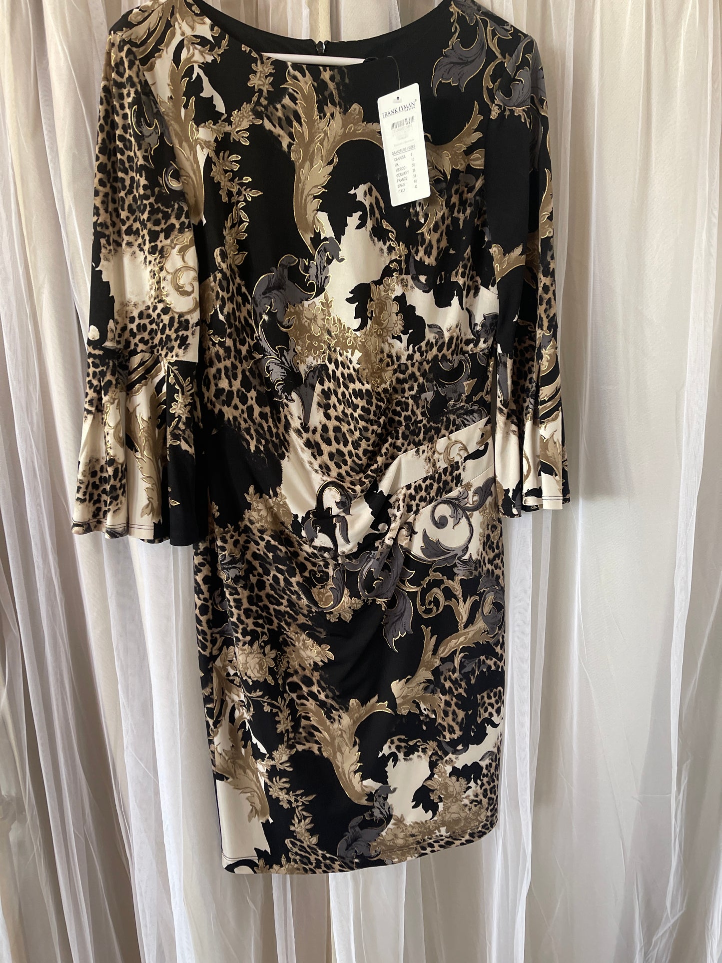 Frank Lyman Leopard and Baroque Print Knit Dress (Style 193236).