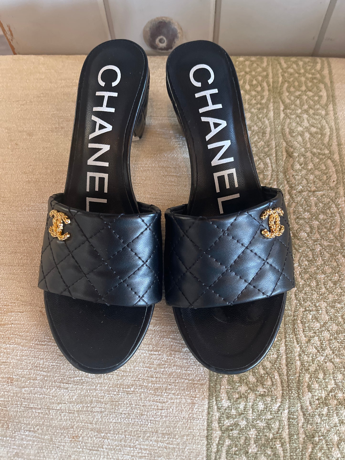 Black quilted leather