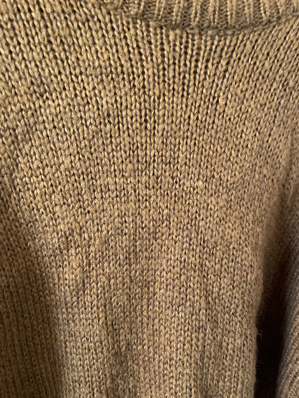 Olivaceous Distressed Sweater Brown Gold Holes Long Sleeve Wool Blend
