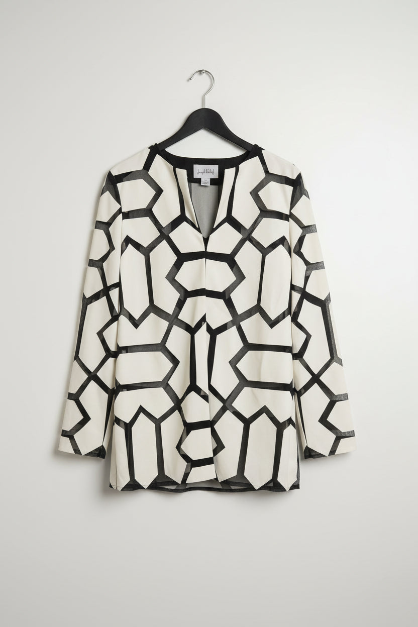 Joseph Ribkoff Laser-Cut Leatherette on Mesh Jacket