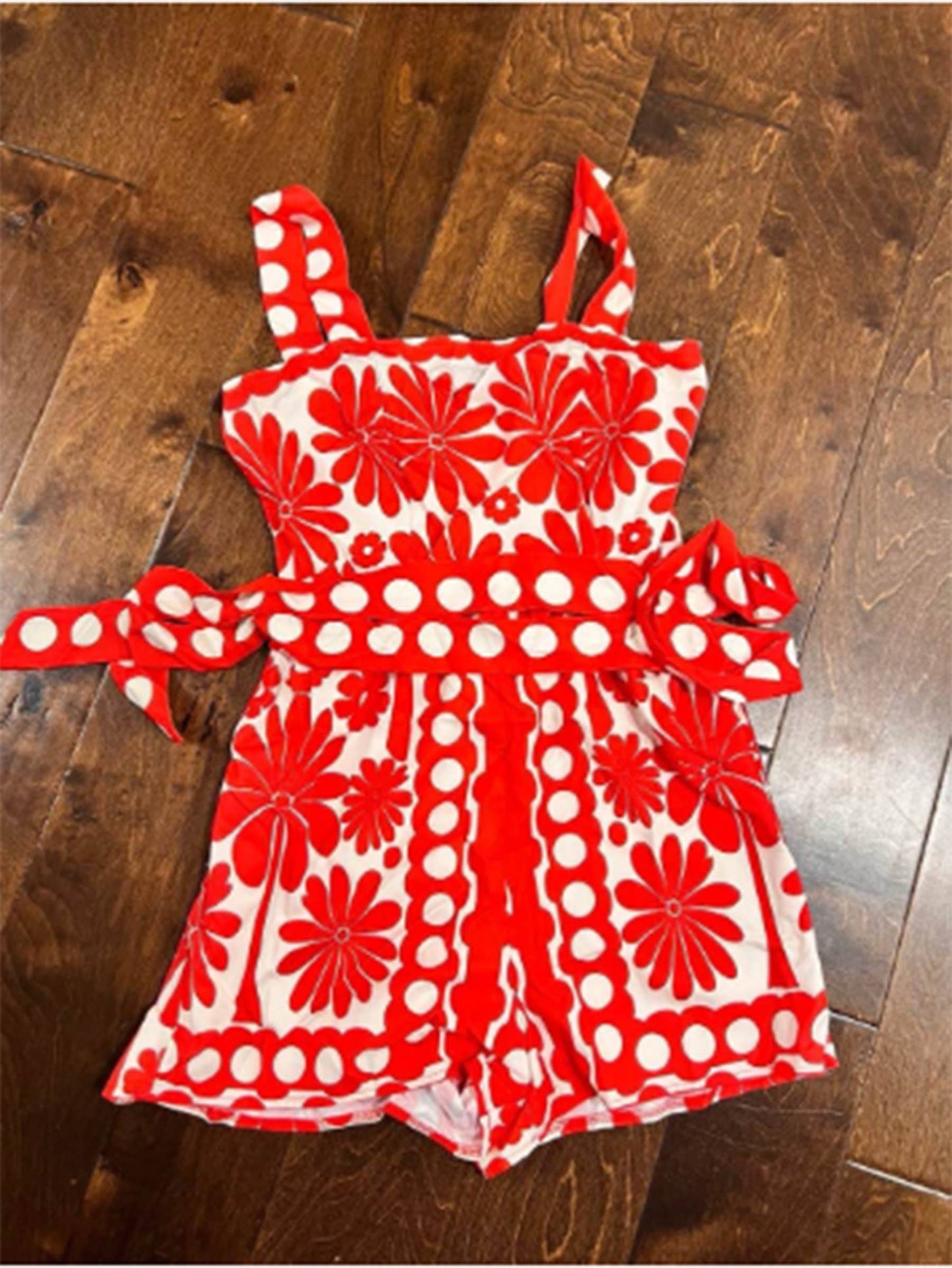 Printed Sleeveless Button Tied Jumpsuit