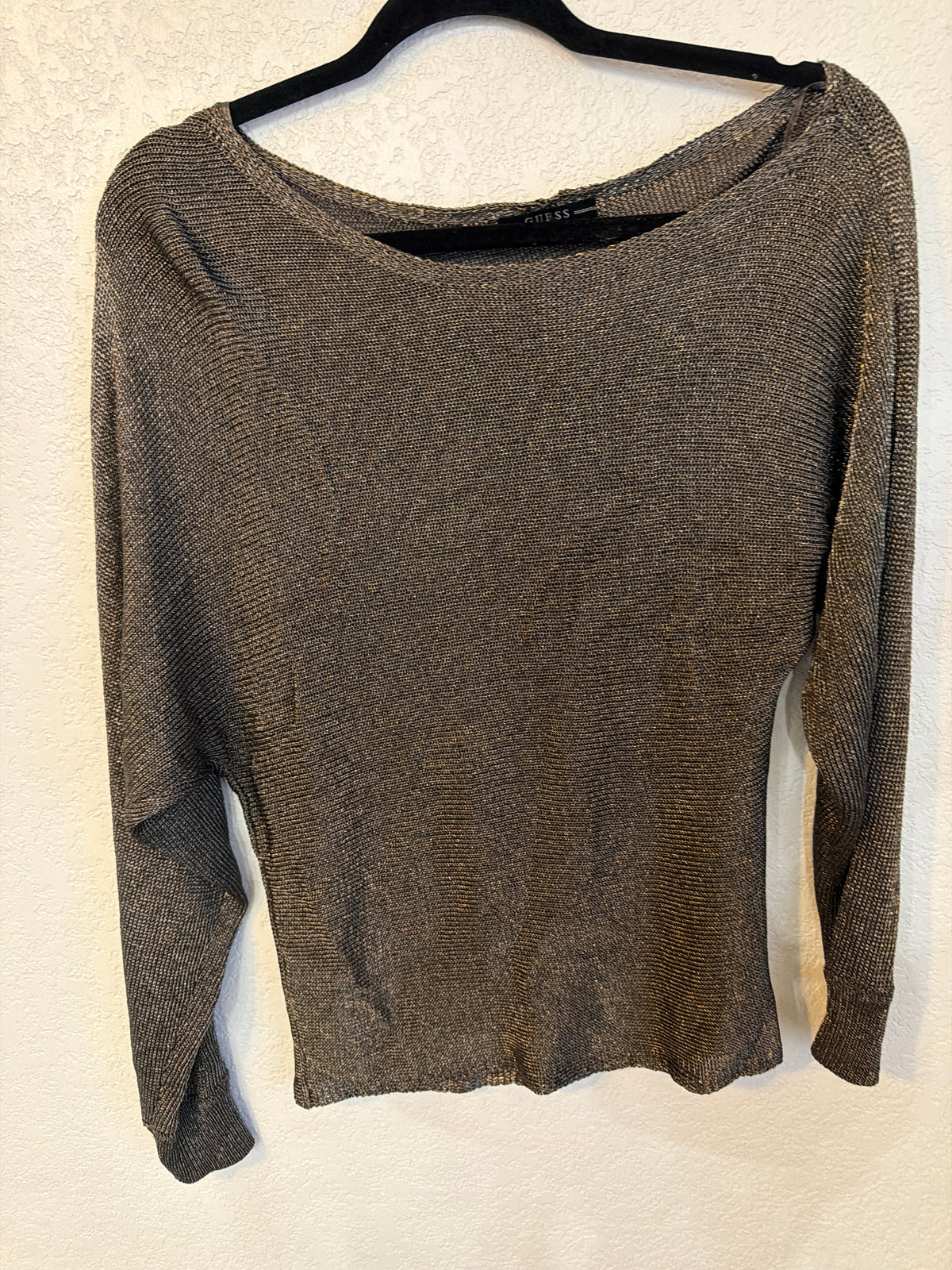 GUESS metallic boatneck knit top