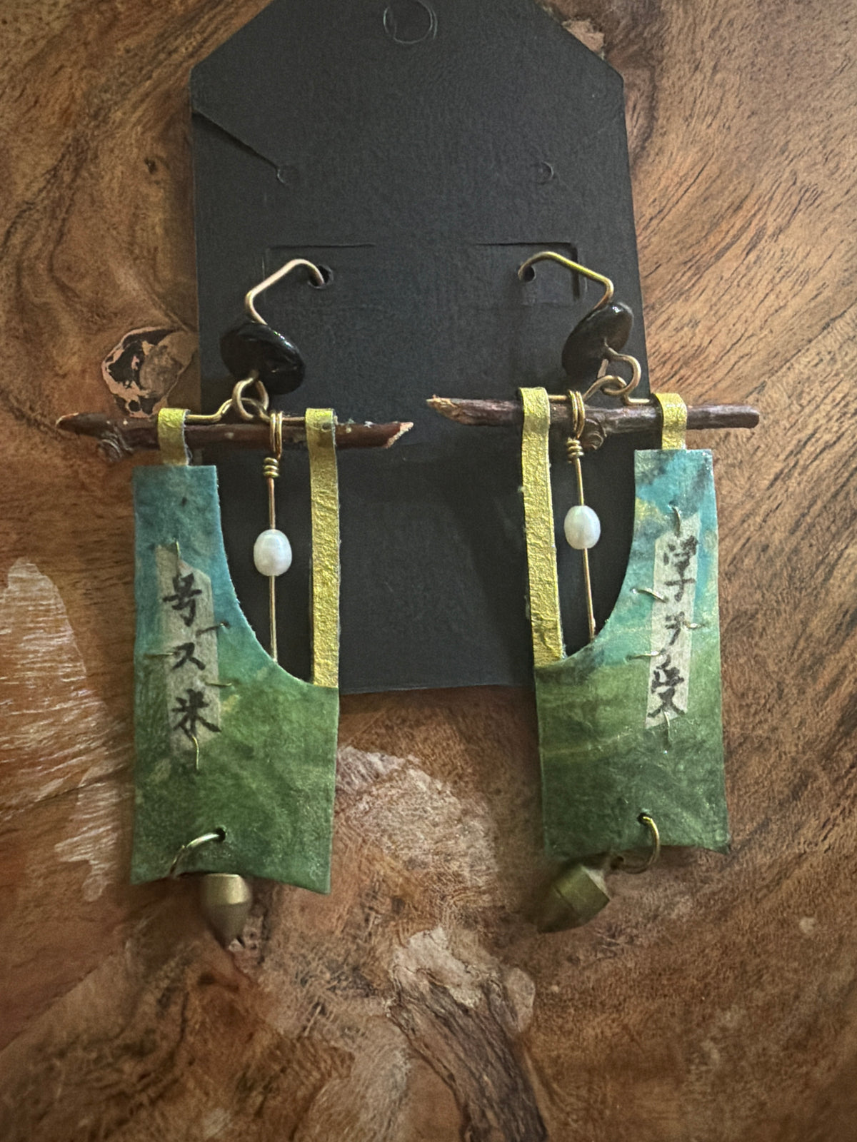 Doe Cross Hayes Artisian Paper Pearls and Gold filled earrings