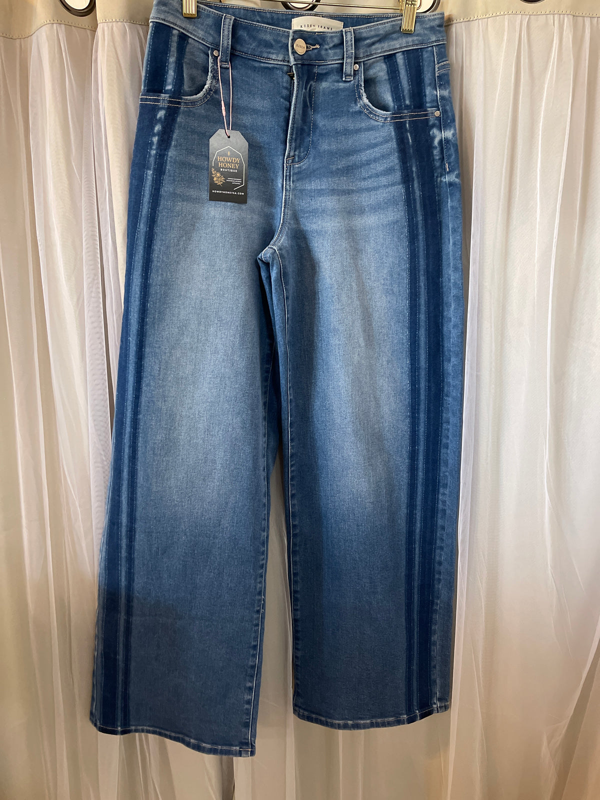 Risen Jeans High-Rise Wide-Leg Tuxedo Stripe Jeans