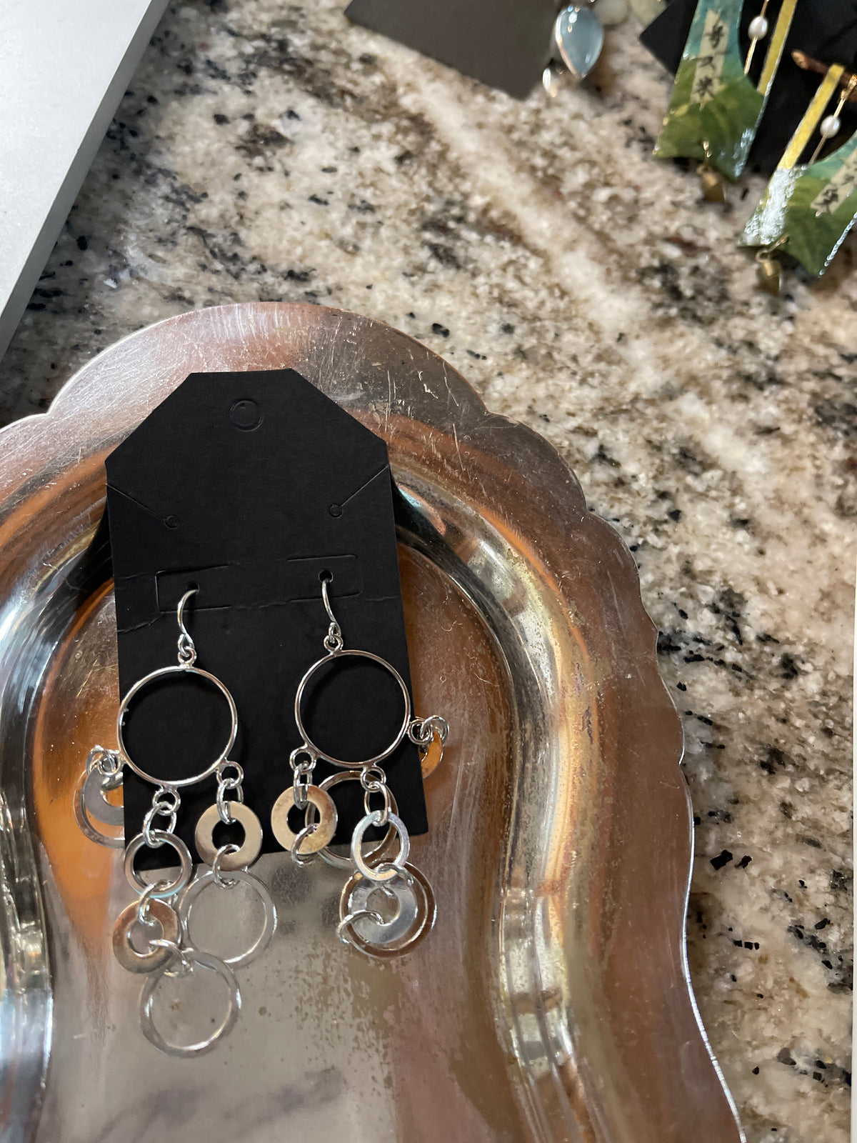 sterling silver multi-circle dangle earrings