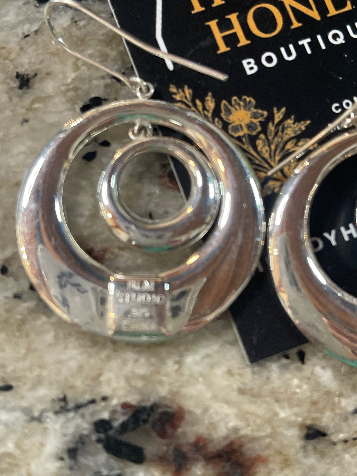 RLM Sterling Silver Double Hoop Large 2-“ Dangle Earrings