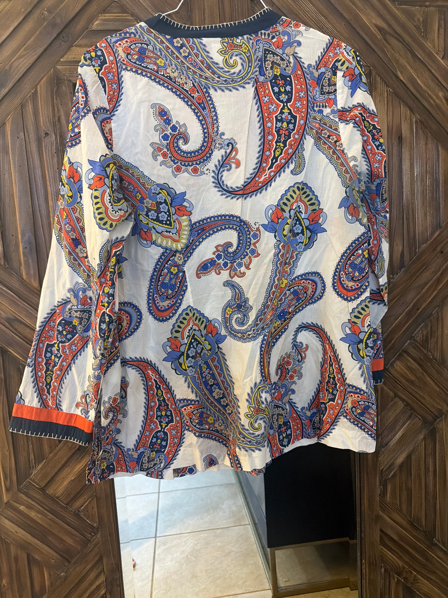 Charter Club Women's Split Neck Paisley Tunic Blouse.