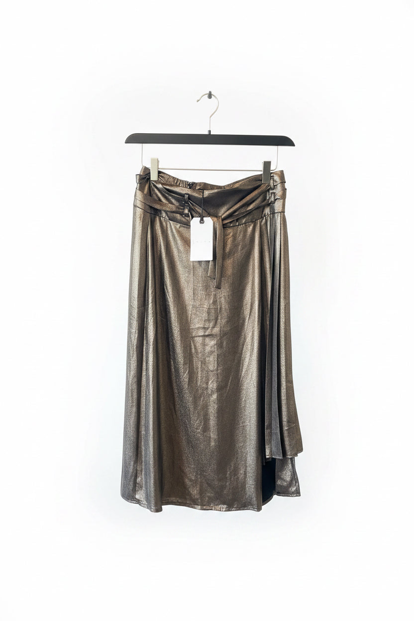 Leath brown metallic skirt