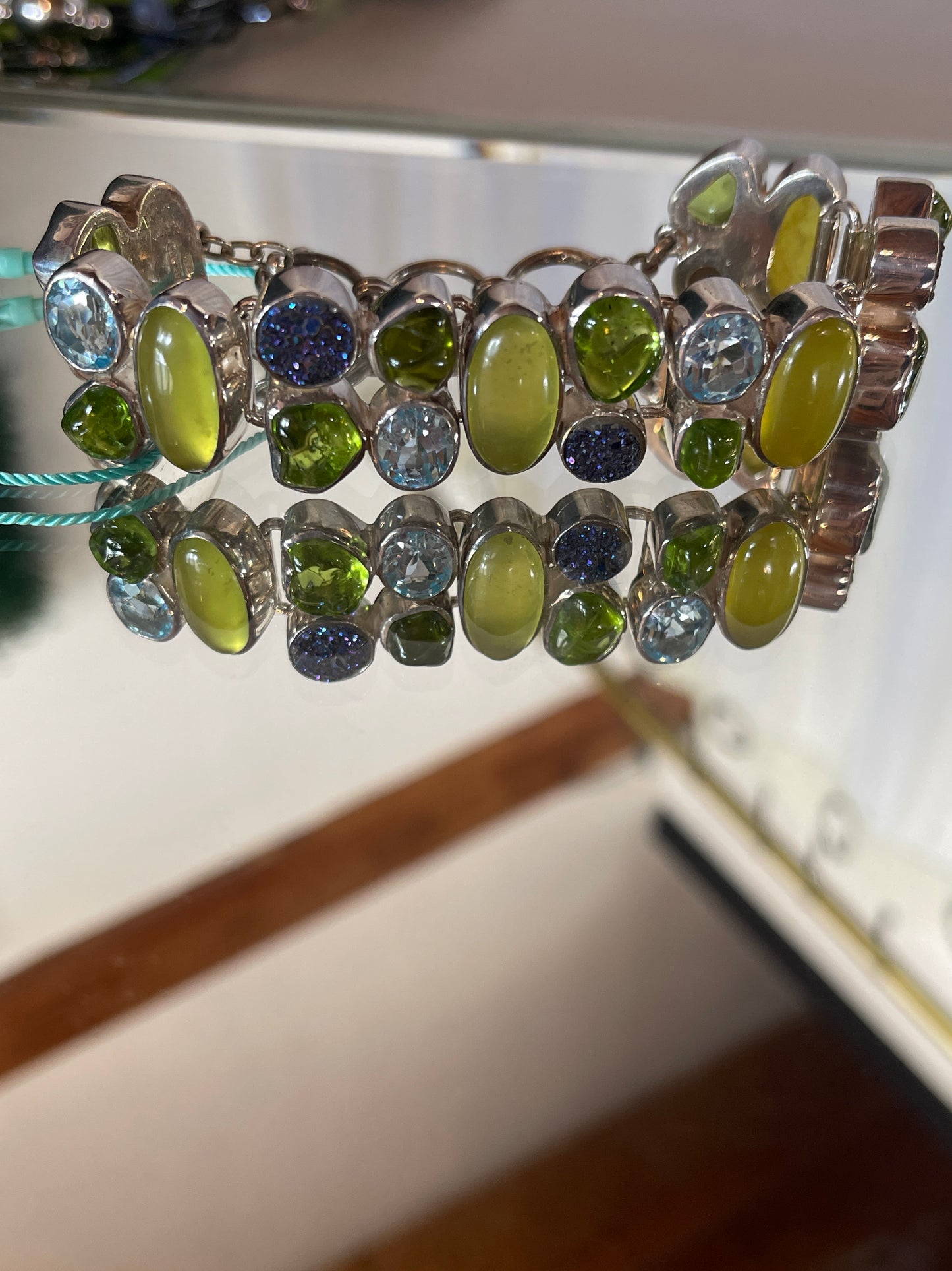 Green Blue Silver Bracelet