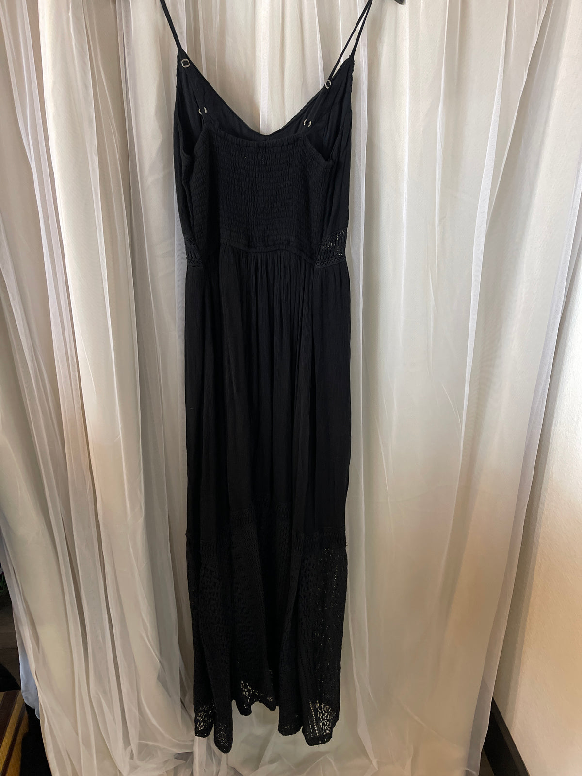 Abercrombie & Fitch black linen-blend midi dress