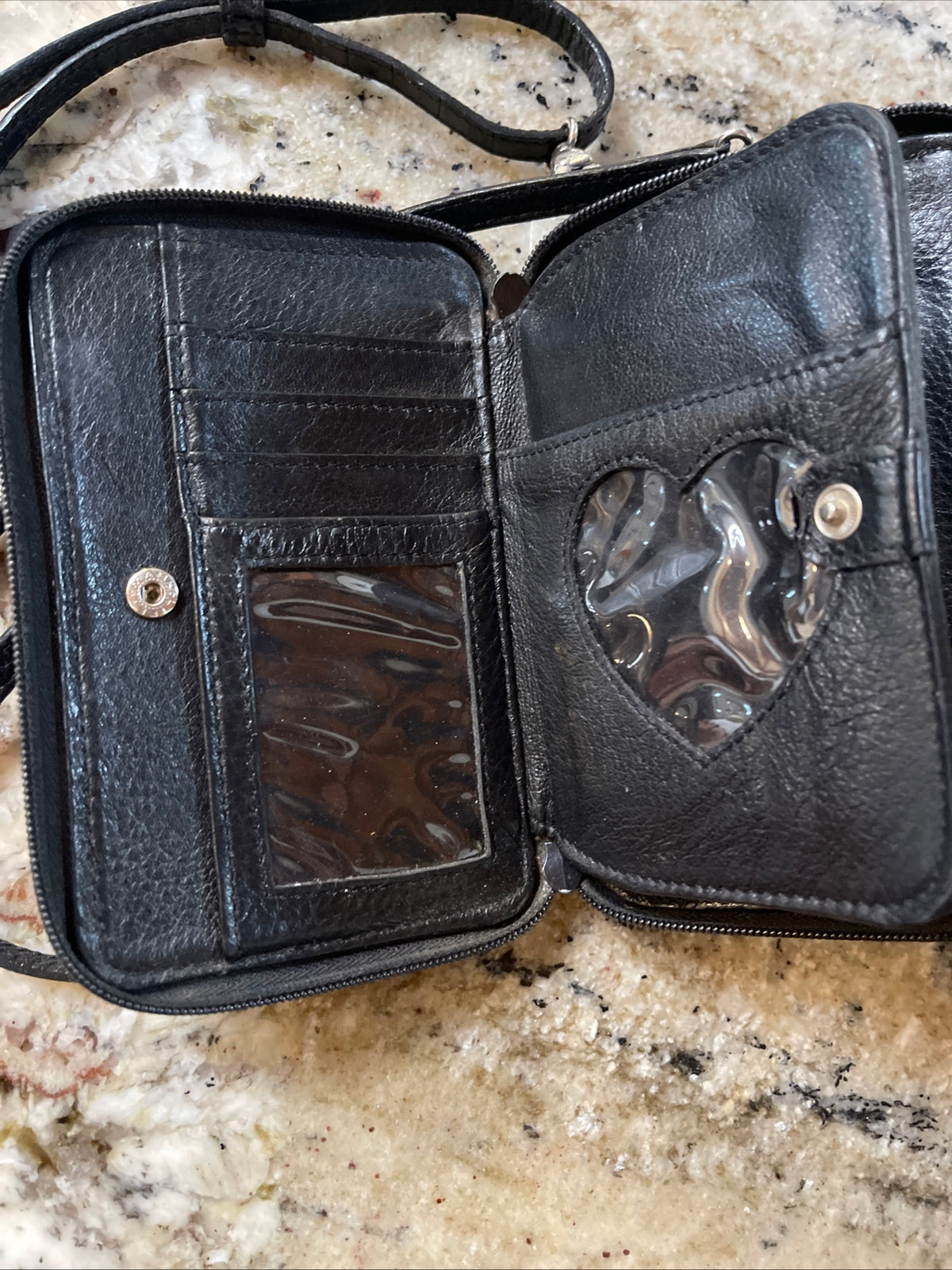 Brighton pebbled leather and croc-embossed crossbody phone wallet