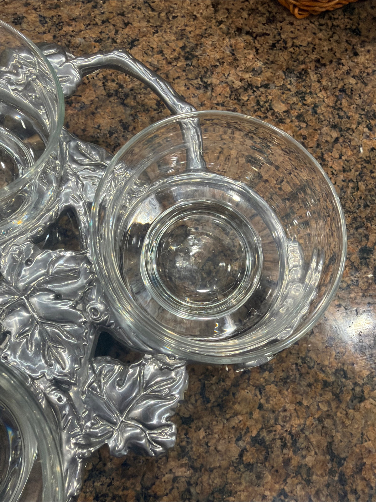 Arthur Court Cast Aluminum Grape Leaf and Vine Custard Cup Server