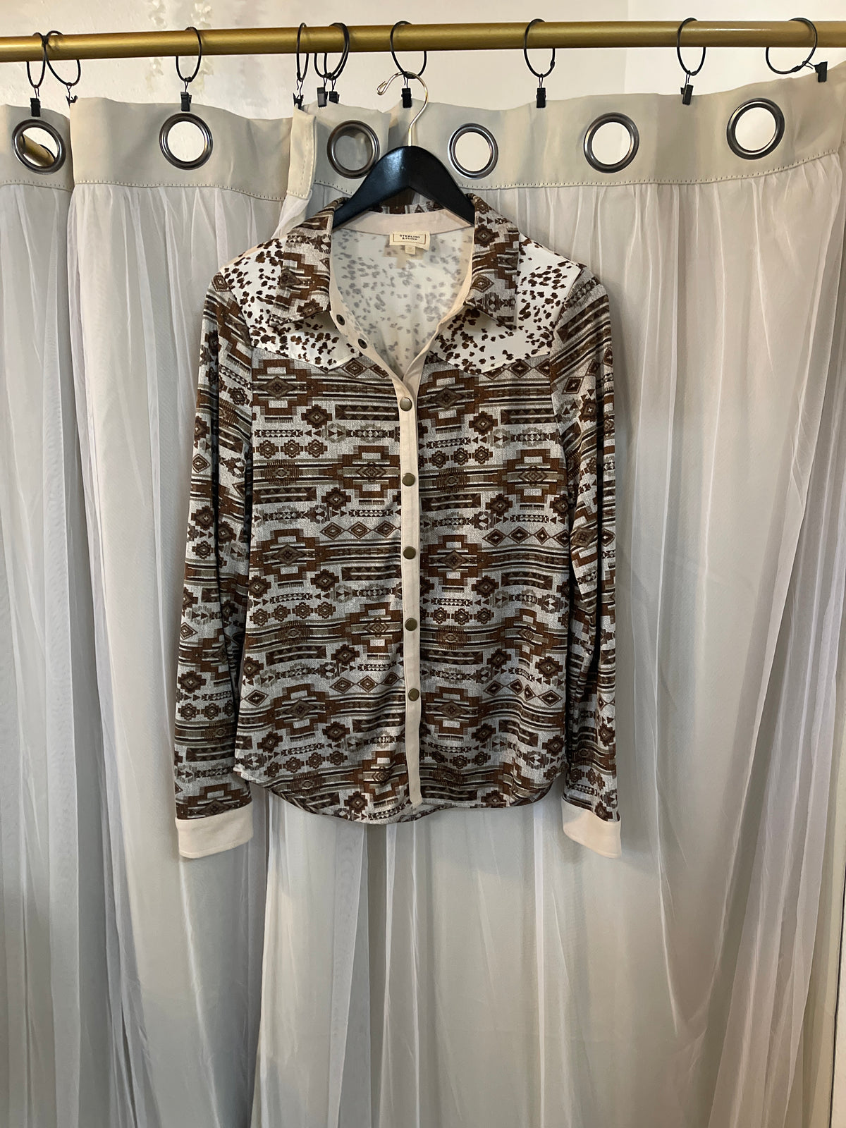 Sterling & Stitch Aztec Knit Button-Down Shirt