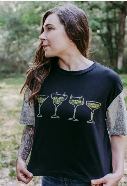 MK404 / MK510 Cocktail Time Short Sleeve Crop Tee - Red: Red / L