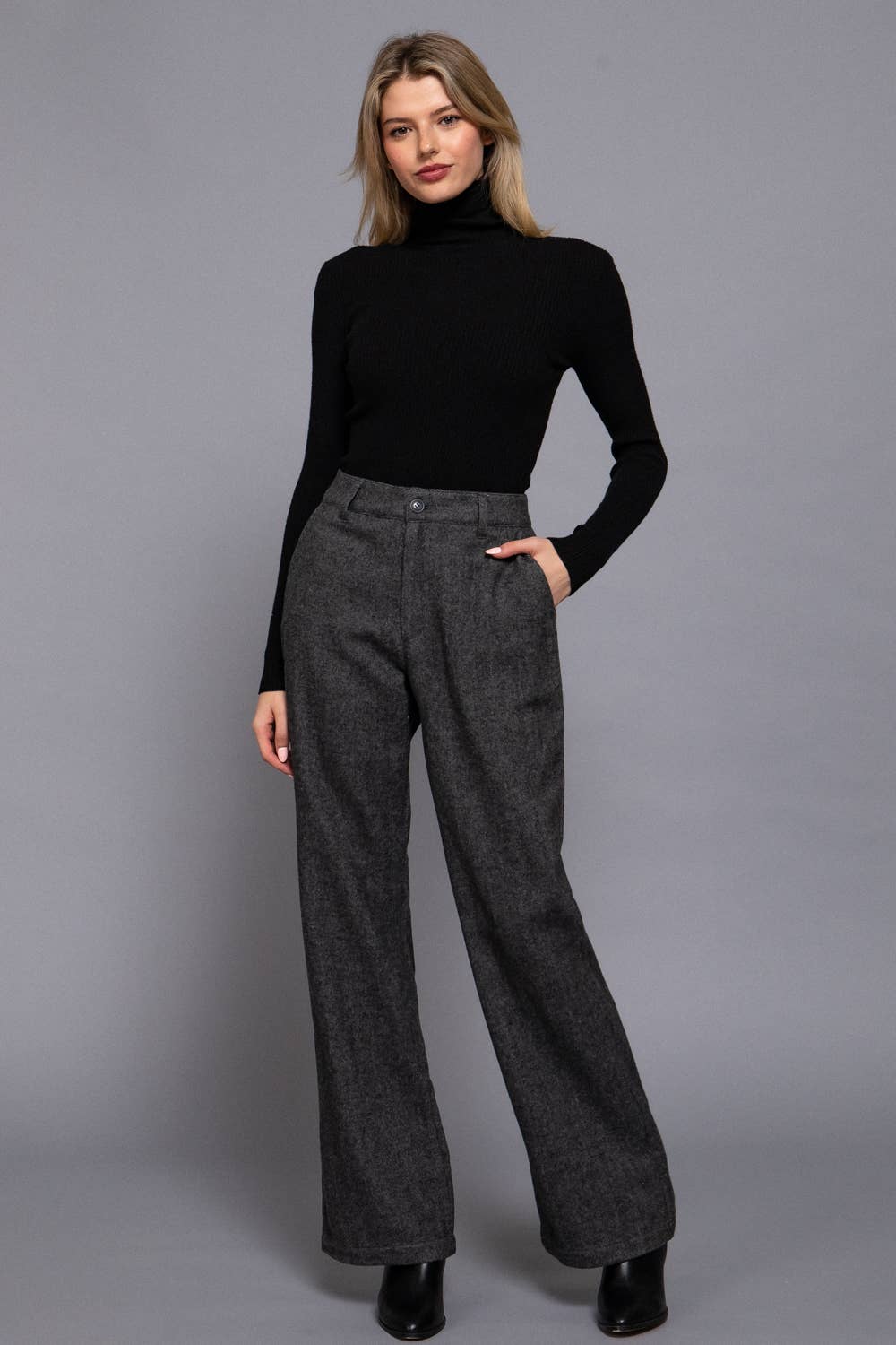 Herringbone Straight Fit Pants: KHA-khaki