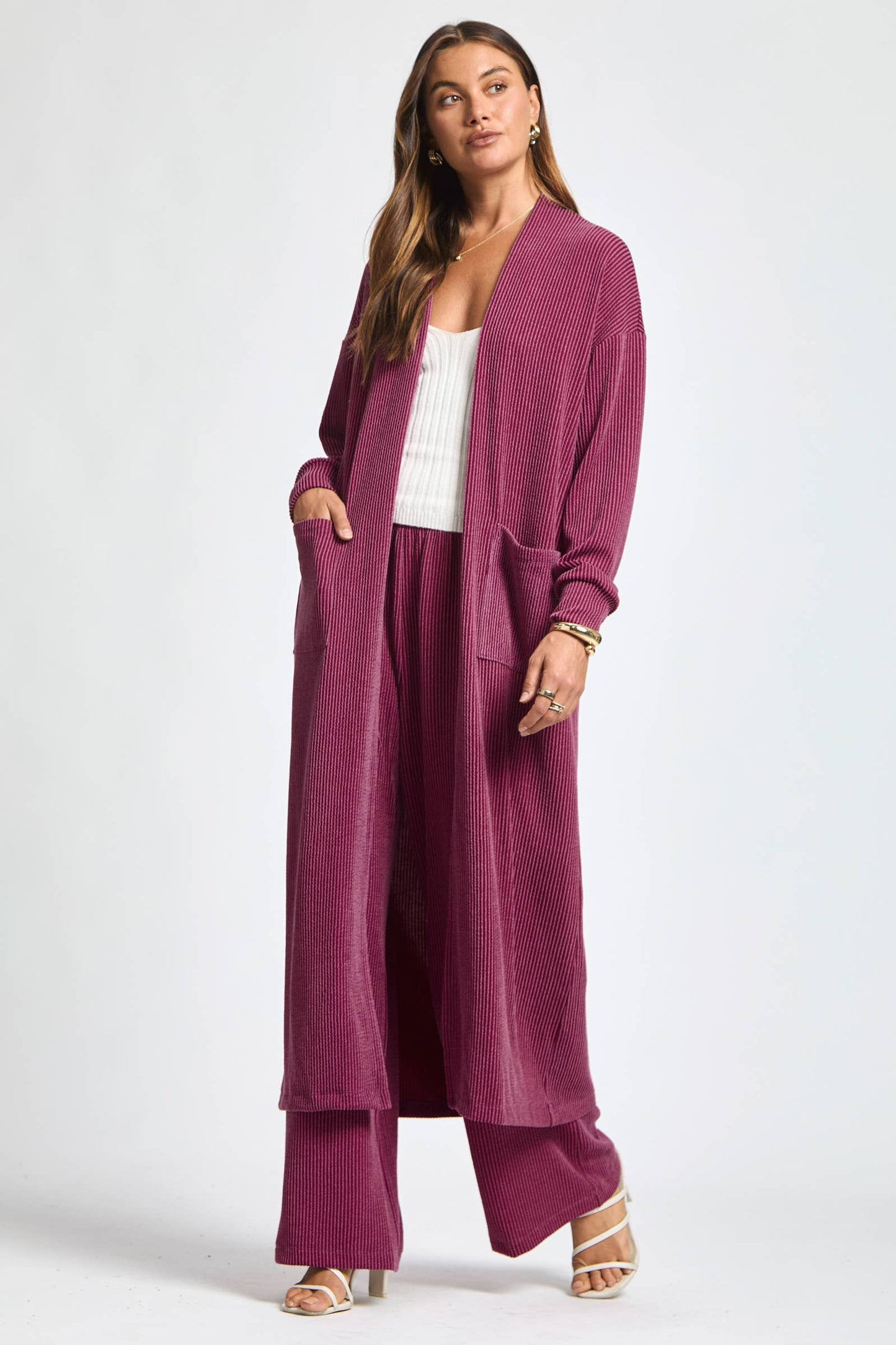 Longline Cardigan + Relaxed Pants 2 Piece: MARIGOLD