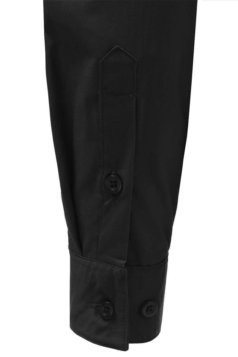 Basic Slim Fit Simple LongSleeve Button Down Shirt: Black