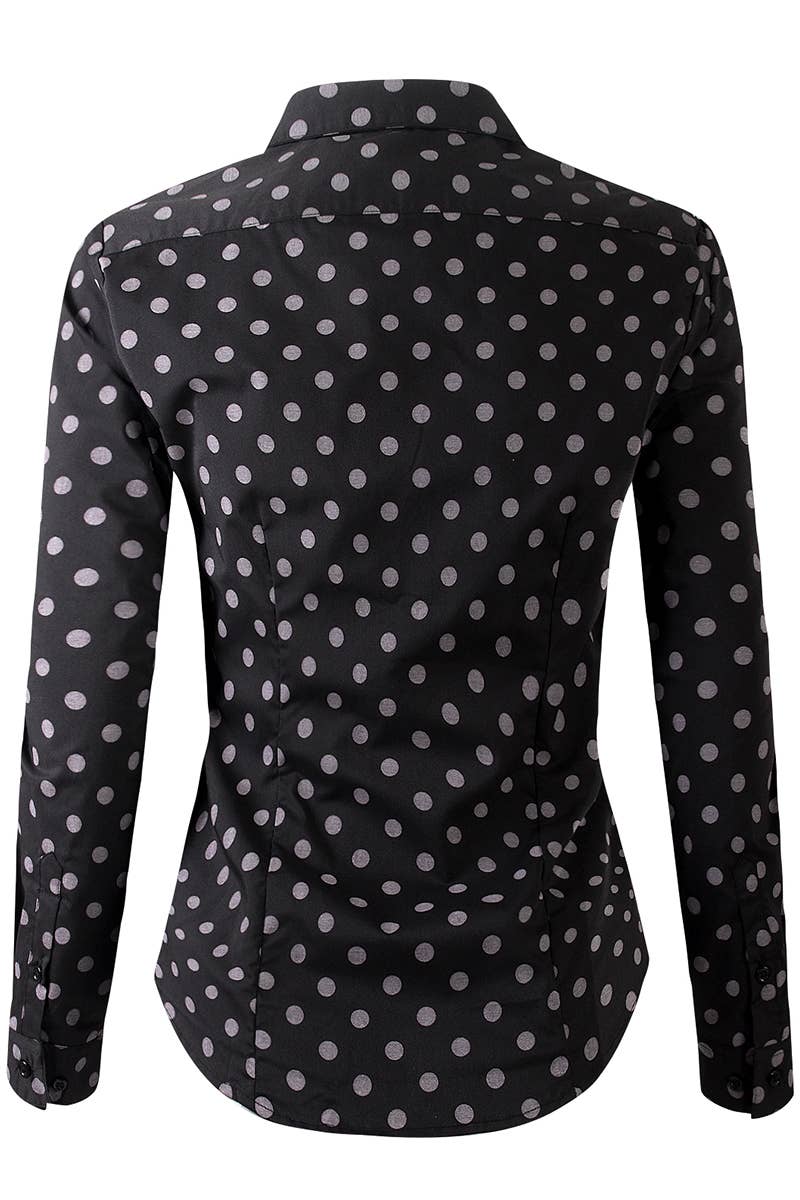Basic Slim Fit Simple LongSleeve Button Down Shirt: Black