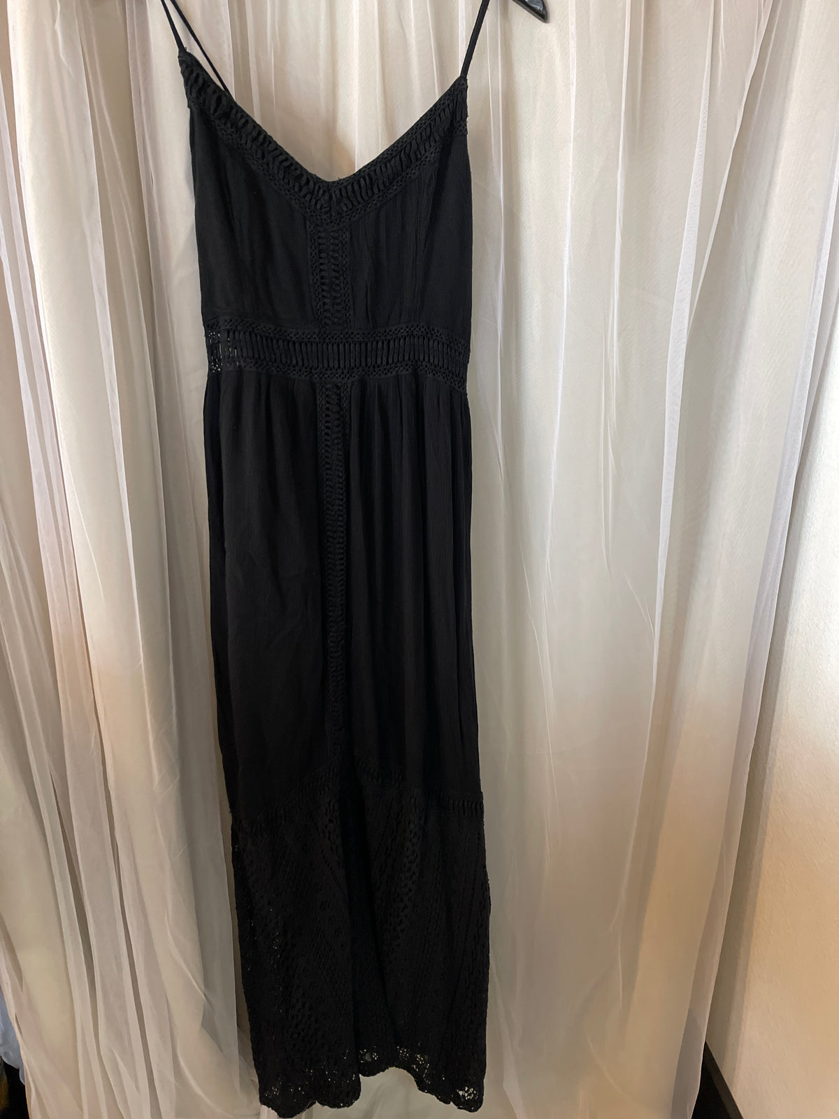 Abercrombie & Fitch black linen-blend midi dress