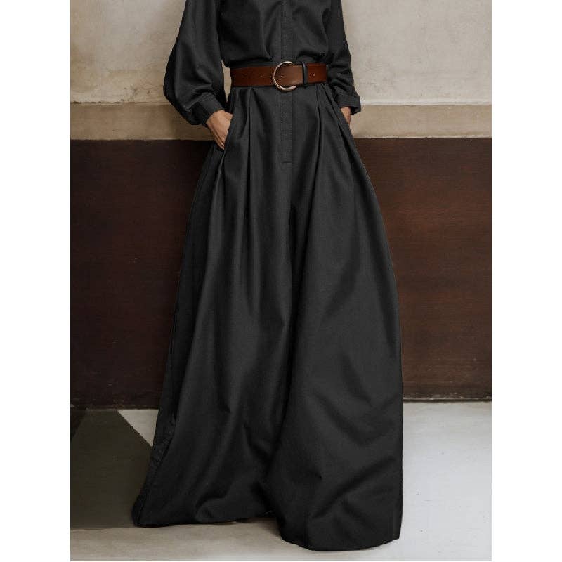 Beltless V-Neck Jumpsuit: GREEN BROWN