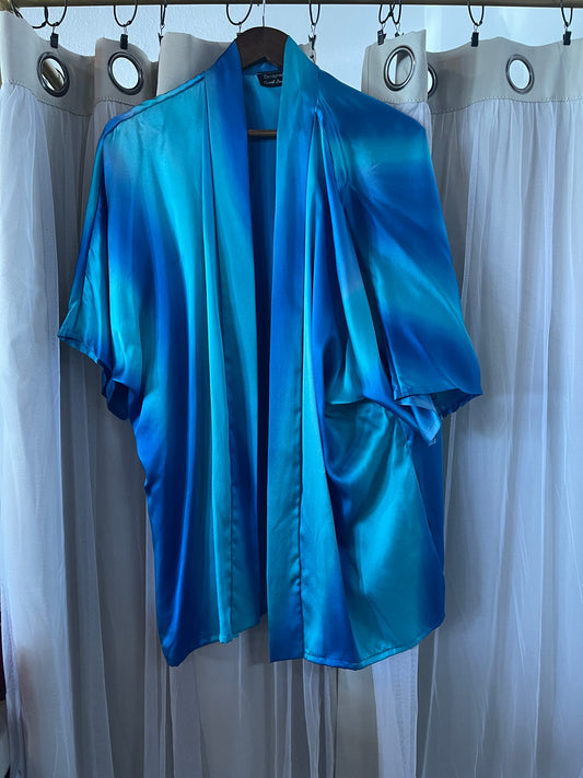 blue satin  Cardigan