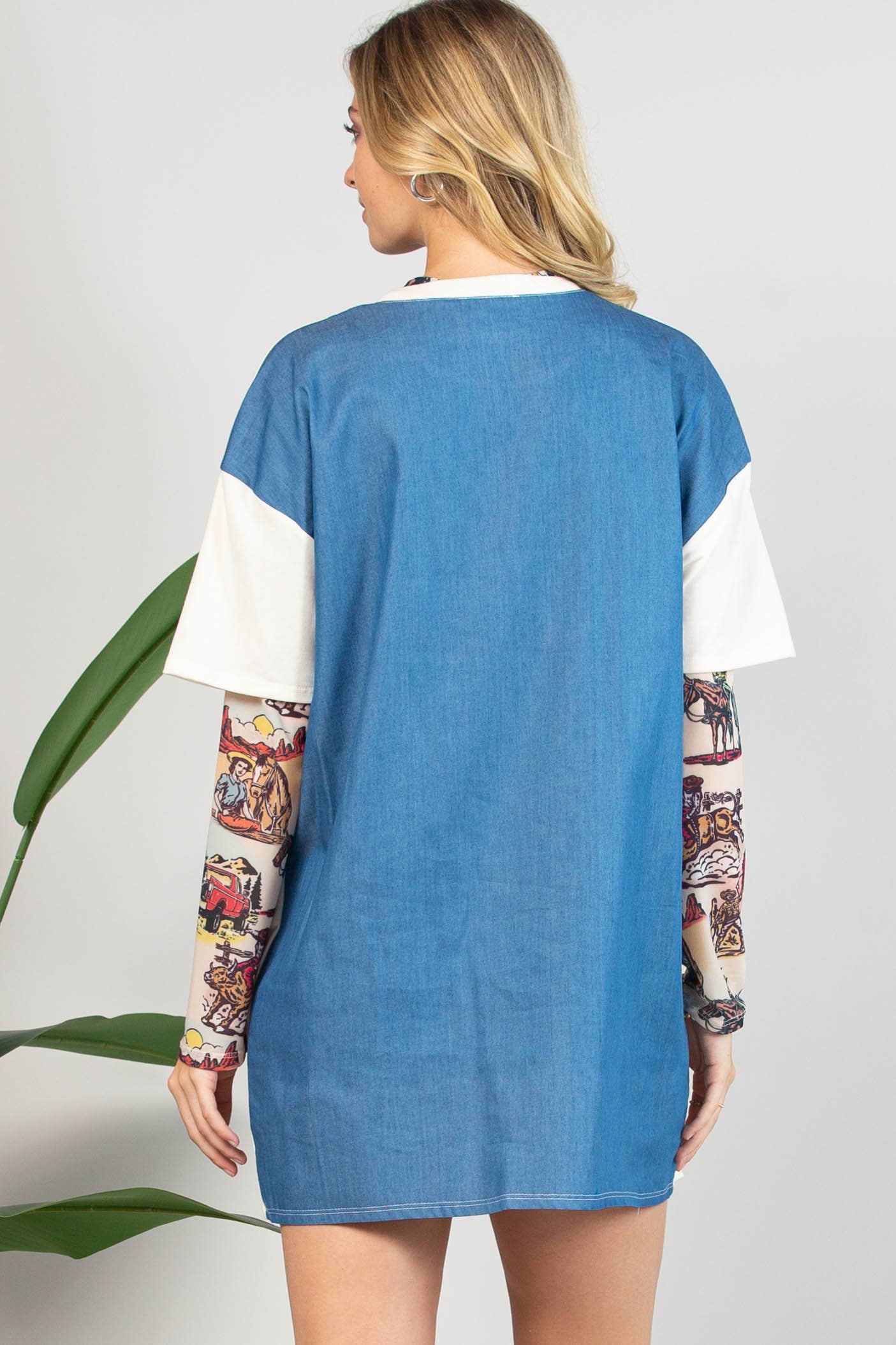 MISA VINTAGE RODEO DENIM CONTRAST T-SHIRT