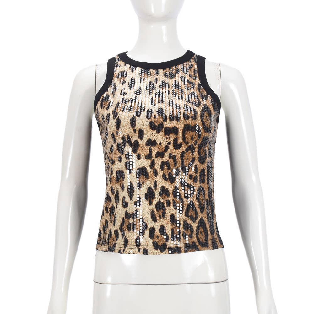 Sequin party tank top: Apricot