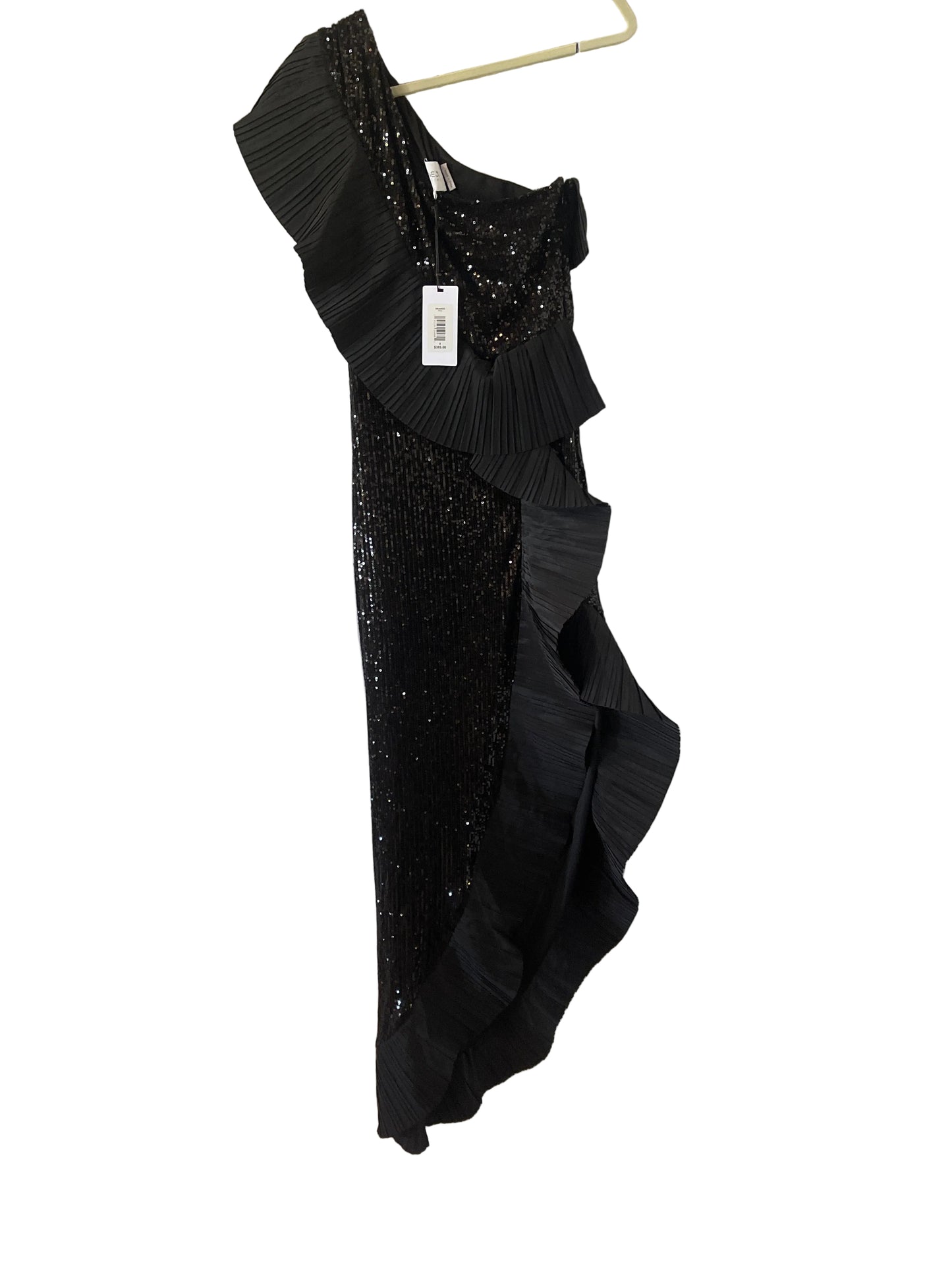 The Mercer Sequin | Black Pleated Ruffle Gown - One 33 Social