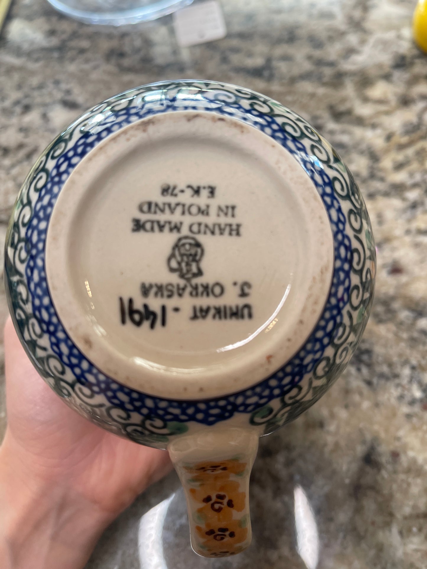 Unikat signature Polish pottery bubble mug 1491