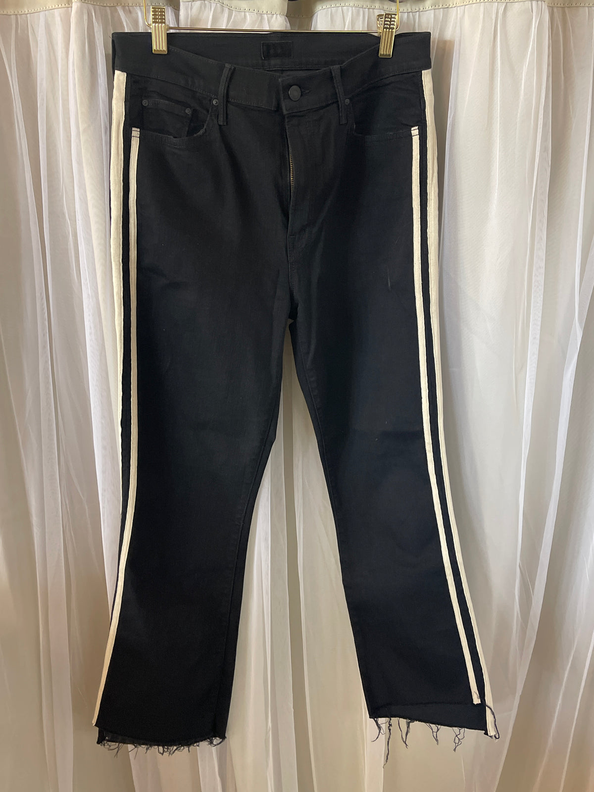 MOTHER Insider Crop Step Fray Jeans in the "Guilty Racer" was