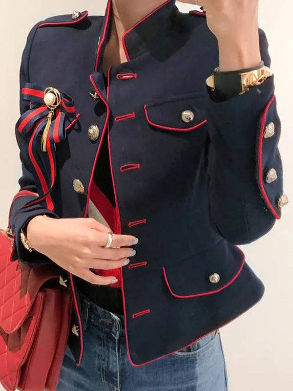 Split-Joint Stand Collar Jacket: BLACK