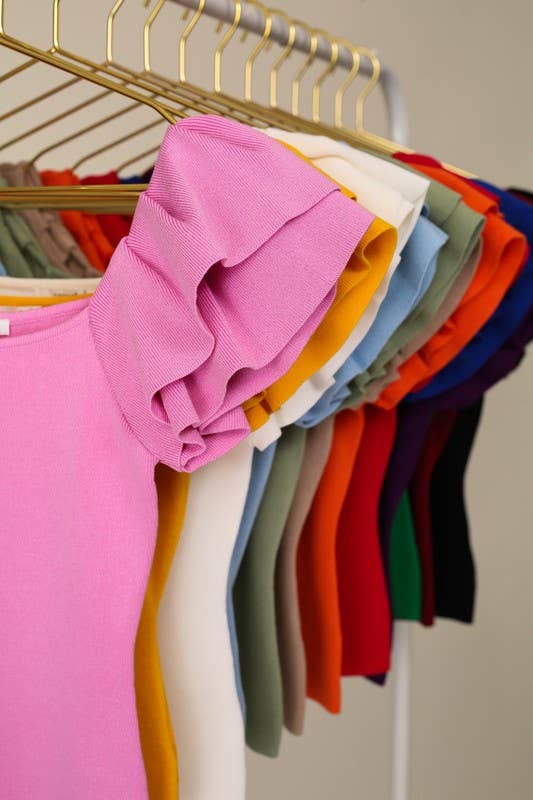 Double Ruffled tiered sleeve ribbed knit op