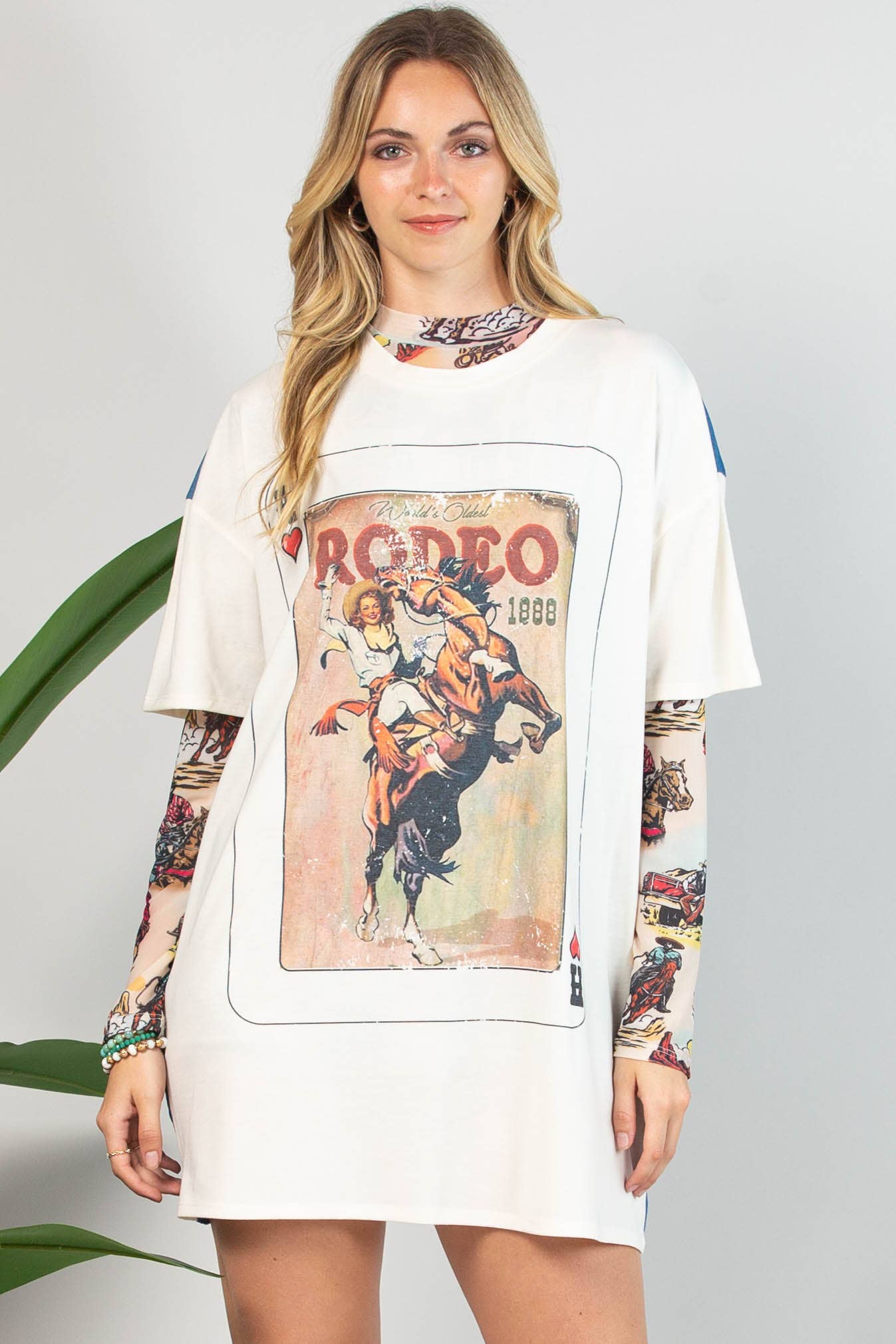 MISA VINTAGE RODEO DENIM CONTRAST T-SHIRT