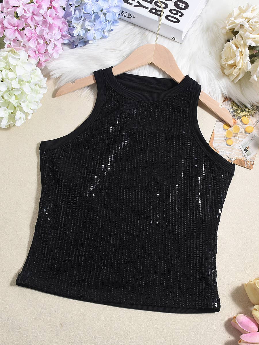 Sequin party tank top: Apricot