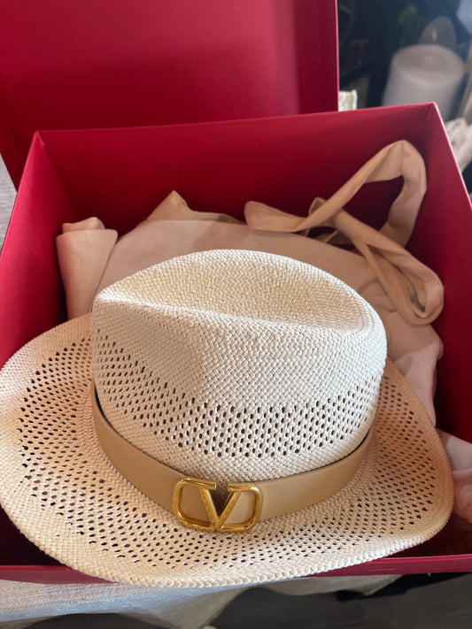 Valentino Signature Straw Fedora