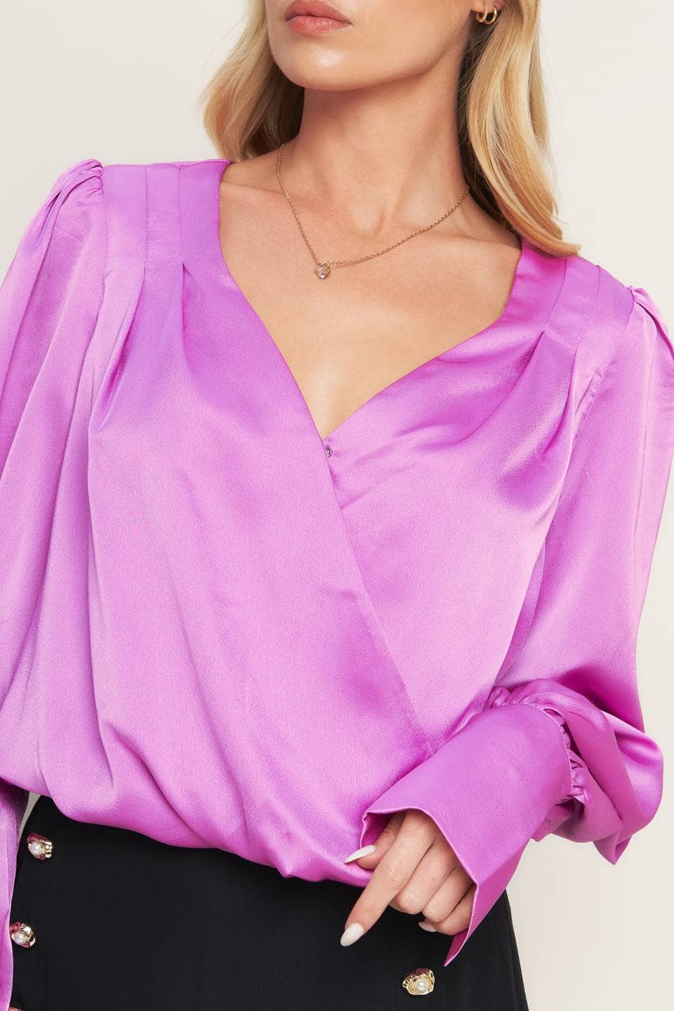 A solid woven top - IT12591: ORCHID / Contemporary