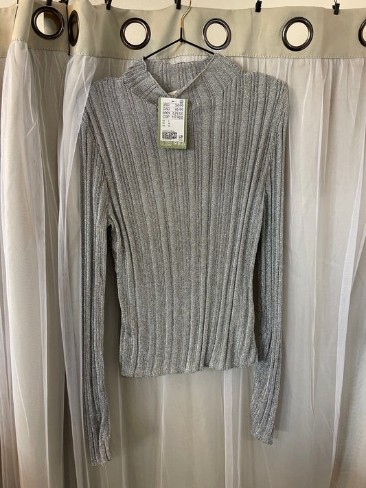 H&M Women's Silver Shimmering Rib-Knit with tags