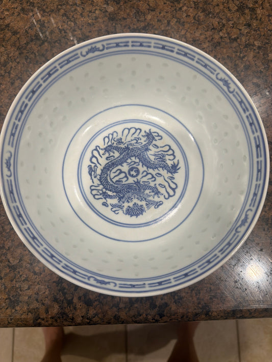 Ceramic Ramen Noodle Bowls, Blue and White Porcelain Chinese Retro Dessert, Soup, Cereal, Rice, Udon, Asian Noodles Bowl, 8 inches