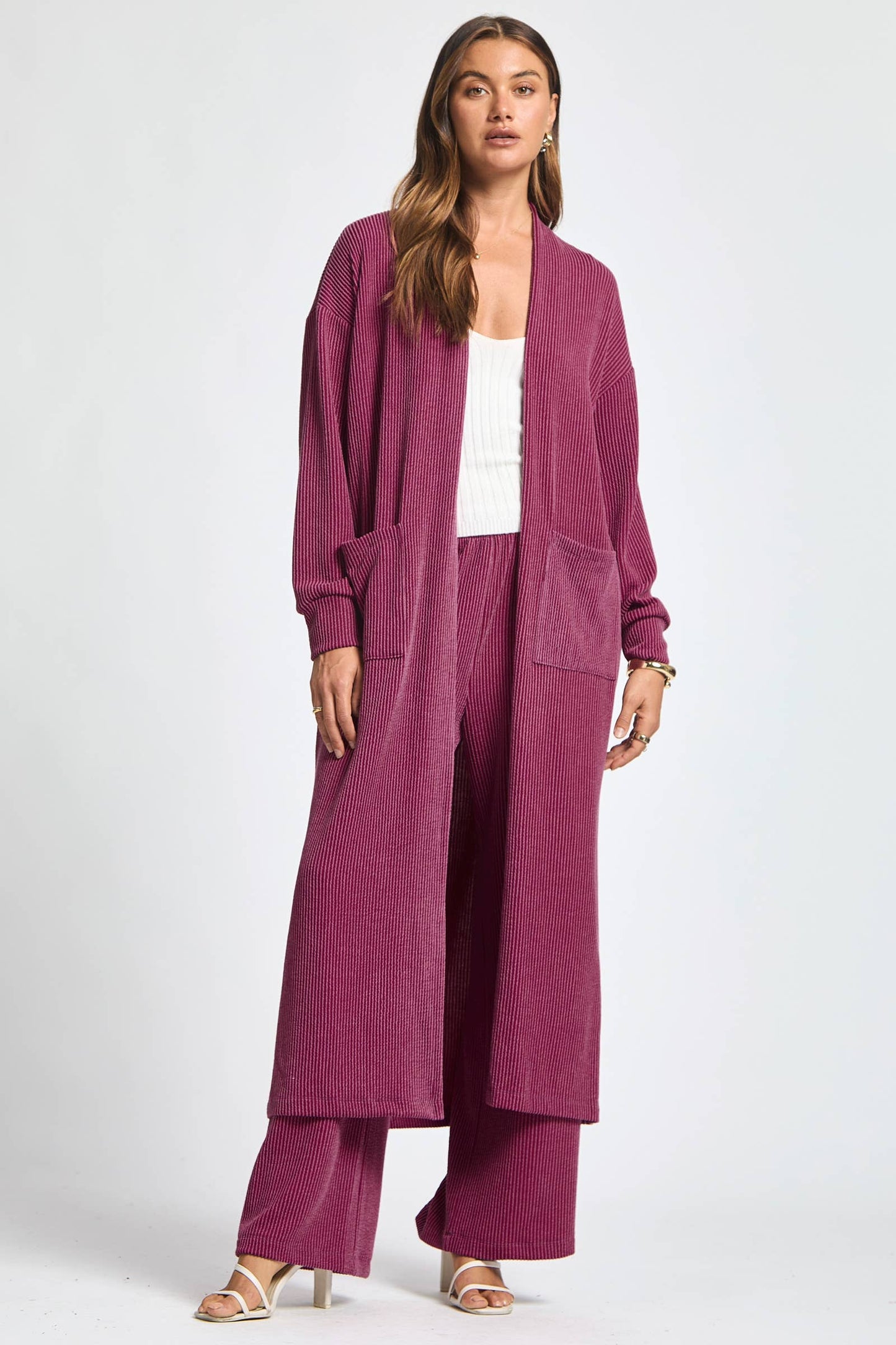 Longline Cardigan + Relaxed Pants 2 Piece: MARIGOLD