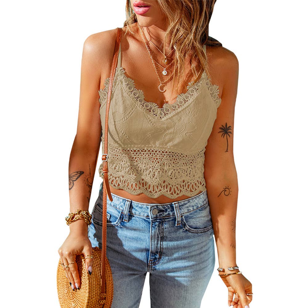 Lace Bralette Crop Top: White