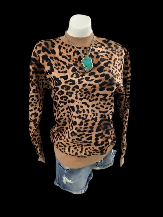 Tan simple Leopard BP sweatdshirt