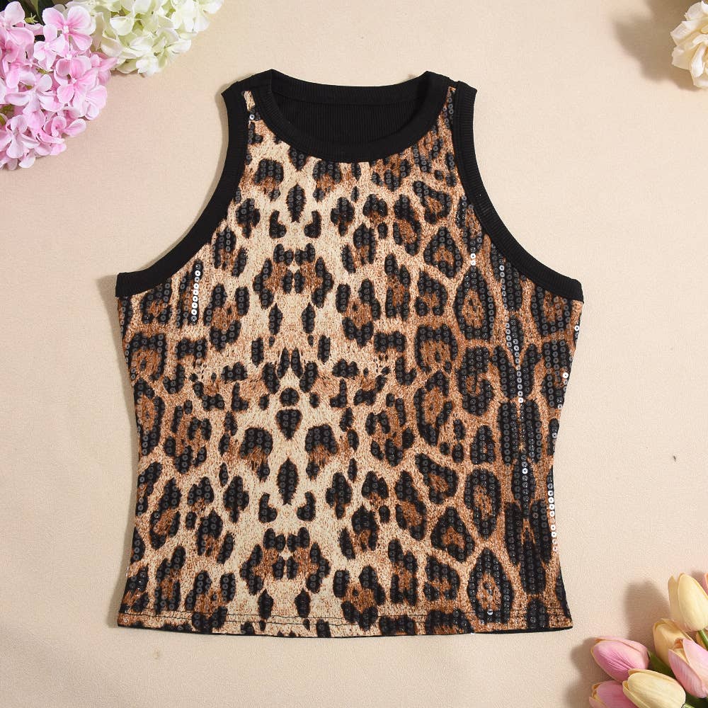 Sequin party tank top: Apricot