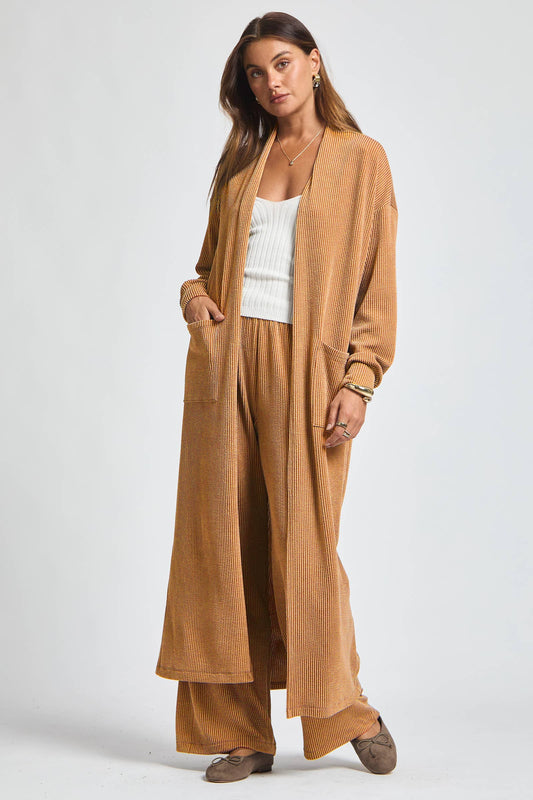 Longline Cardigan + Relaxed Pants 2 Piece: MARIGOLD