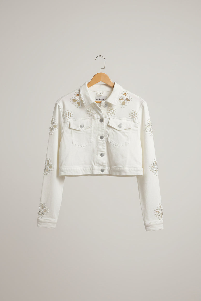 Bayesian jean jacket with pearls