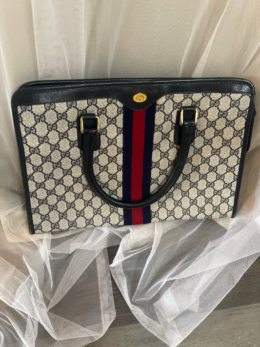 vintage Gucci GG Supreme Sherry Line Tote