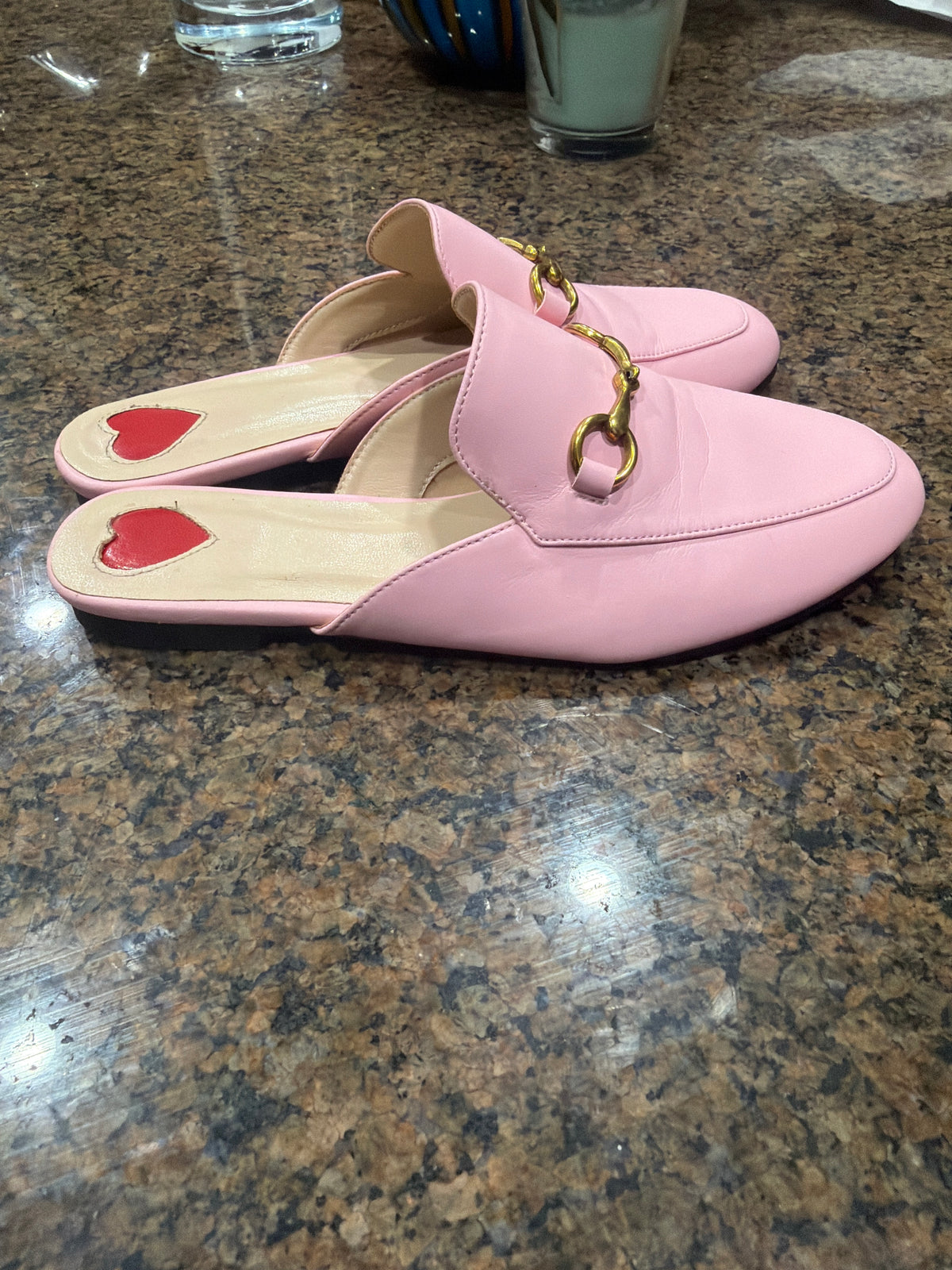ARQA Pink Leather Horsebit Mule Loafers size 7