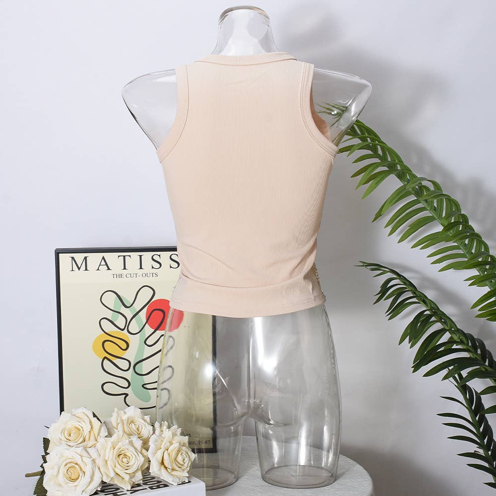 Sequin party tank top: Apricot