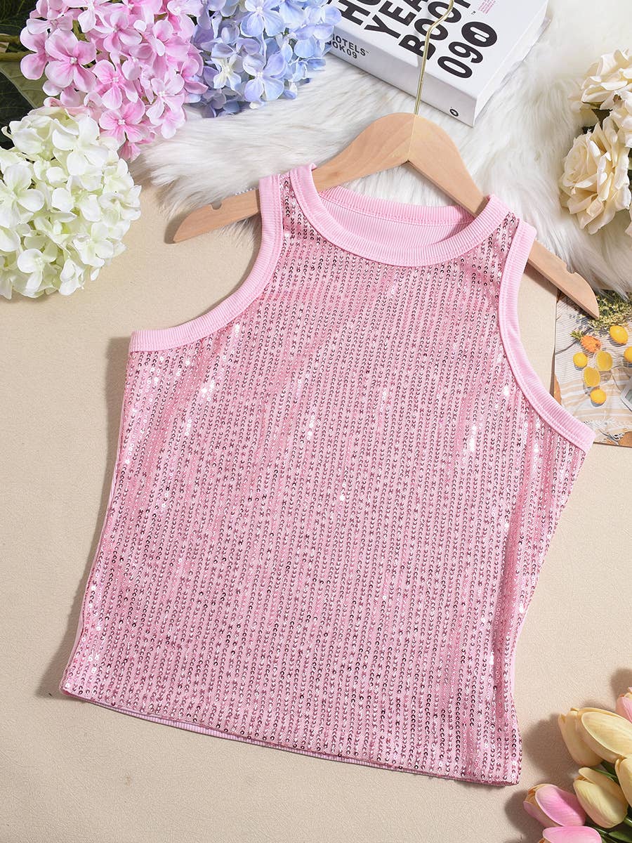 Sequin party tank top: Apricot