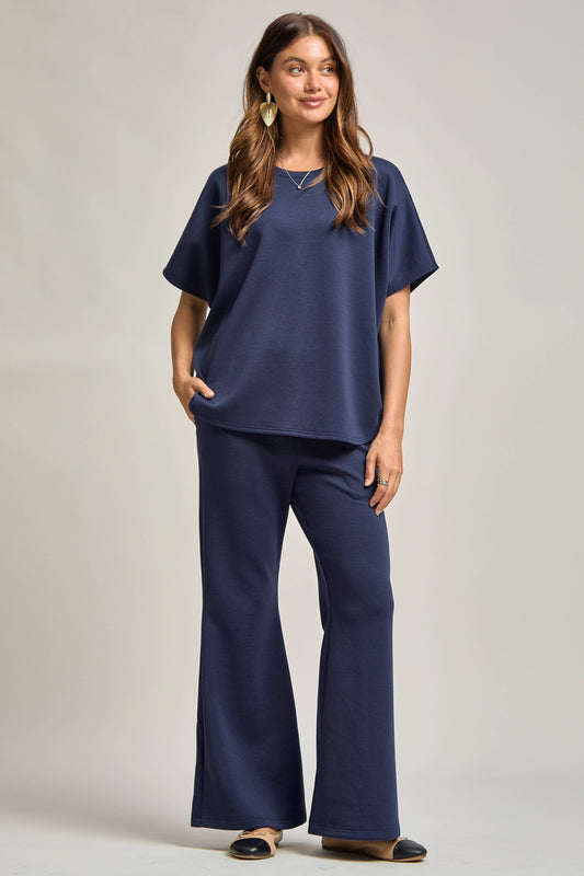 Poncho Top + Bell Bottom Modal Set: Navy